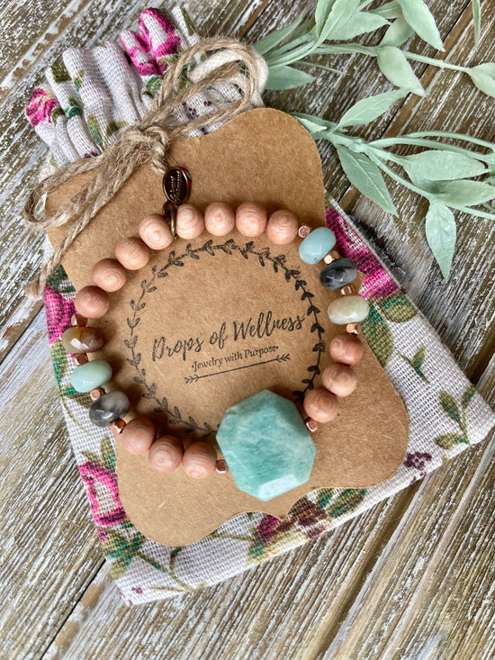 Chunky Stone Bracelet, Teal Jewelry, Forget-Me-Not