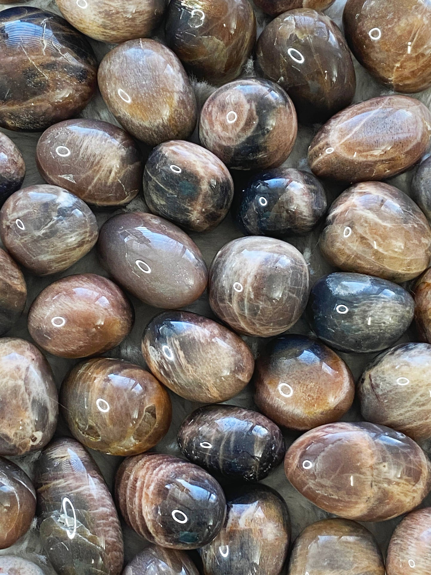 Black Moonstone with Sunstone Tumble