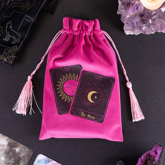 Pink Tarot Cards Drawstring Pouch