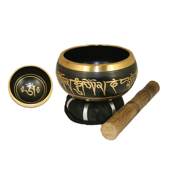 Black Tibetan Singing Bowl Cushion and Stick