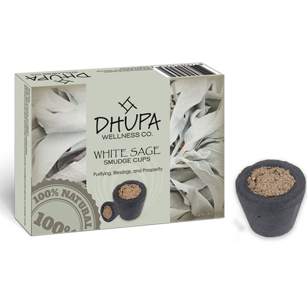White Sage Natural Incense DHUPA Box with 6 Smudge Cups