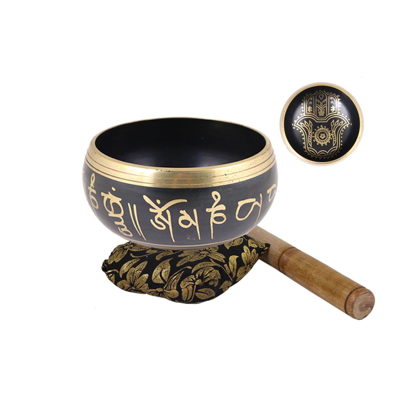 Black Hand of Hamsa Tibetan Singing Bowl Cushion and Stick