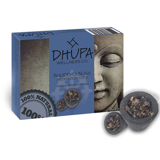 Buddhas Bliss Natural Incense DHUPA Box with 6 Smudge Cups