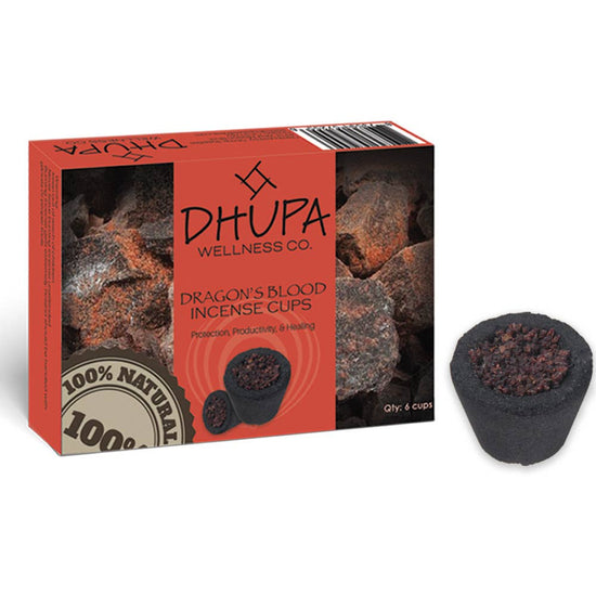 Dragons Blood Natural Incense DHUPA Box with 6 Smudge Cups