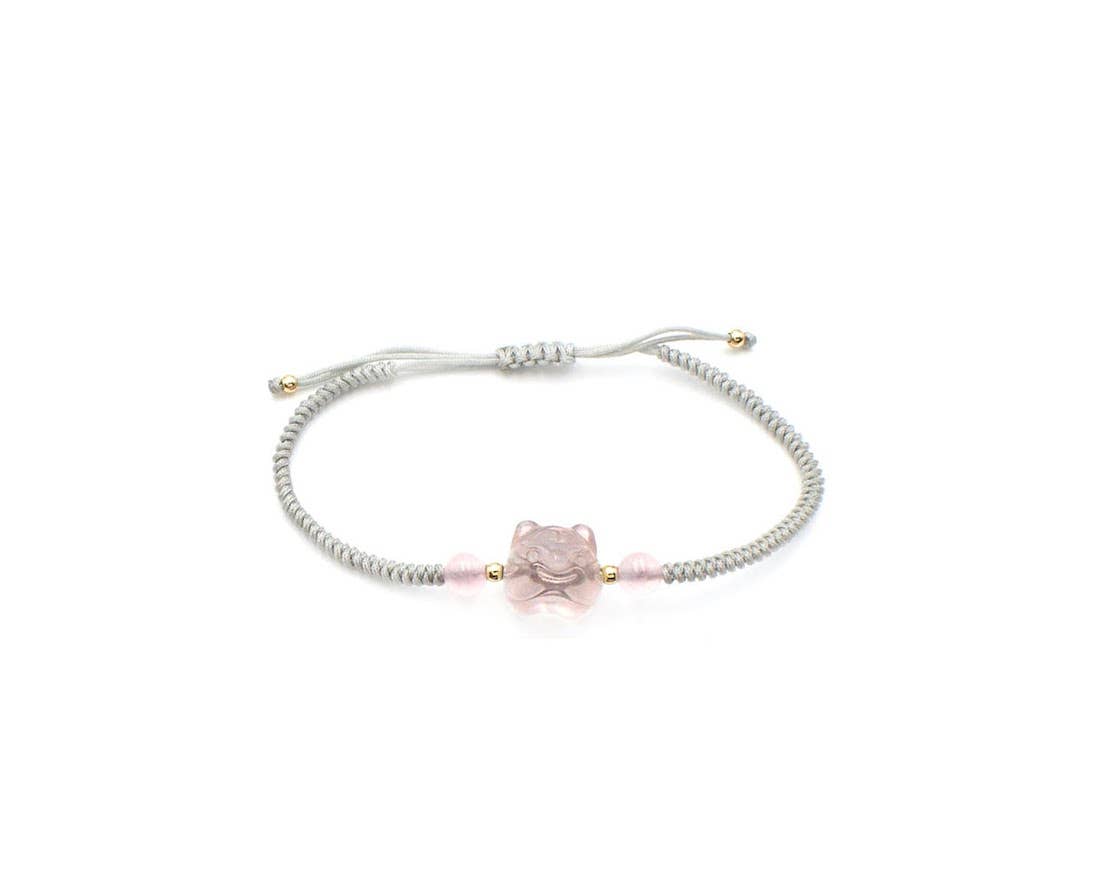 Rose Quartz Cat Face Bracelet