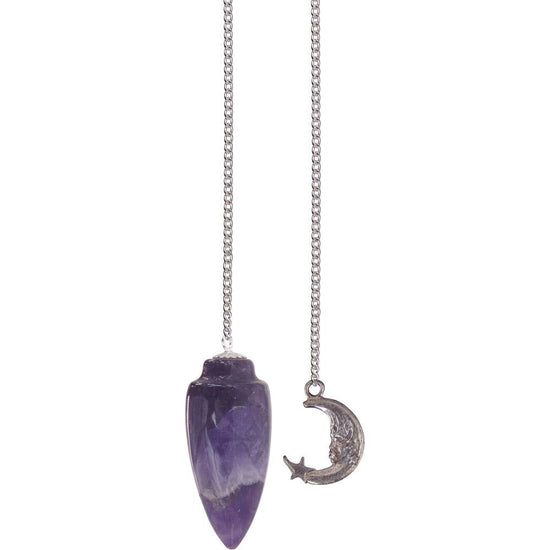 Pendulum Curved Amethyst w/Moon